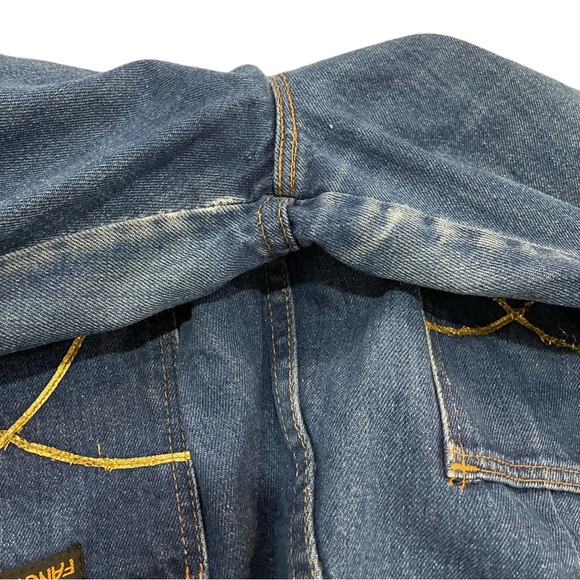 [28] Vintage FANCY PROPS rare 70s jeans unhemmed ultra high rise retro 1970 - Picture 7 of 8